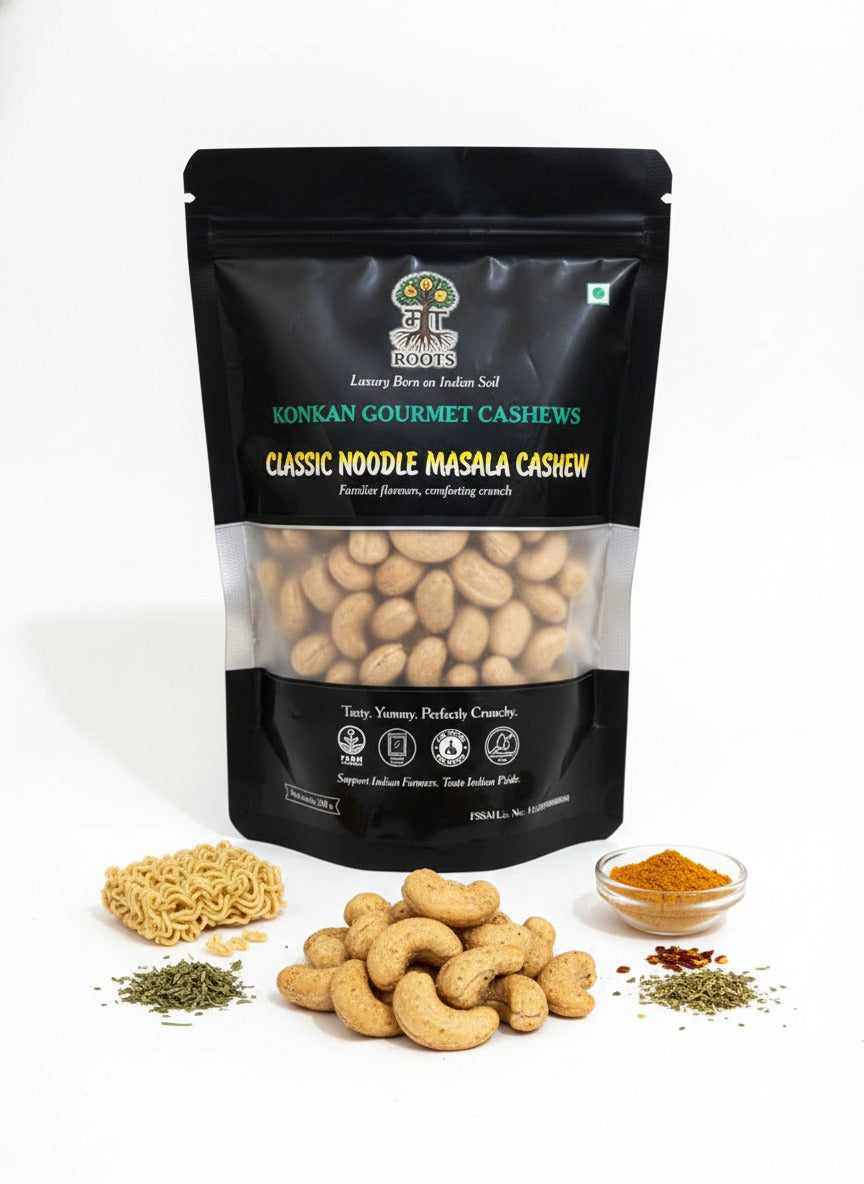 Maa Roots Classic Noodle Masala Cashew Nuts 200g | Noodle Masala Style Flavored Cashew