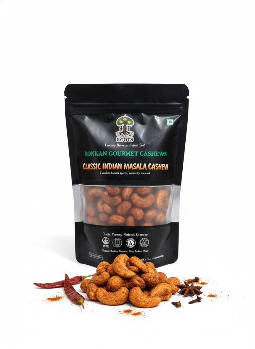 Maa Roots Classic Masala Cashews 200g | Traditional Indian Masala Flavored Konkan Cashews