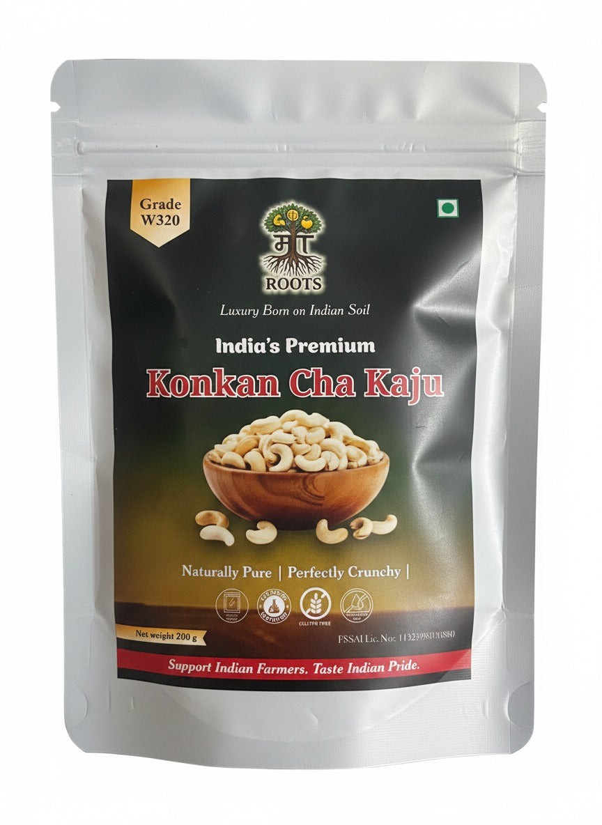 Maa Roots W320 Cashew Nuts 200g | Premium Whole Unroasted Cashew |