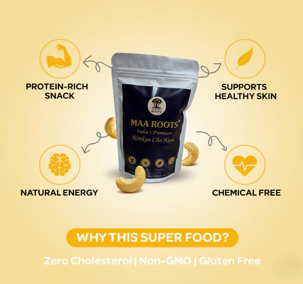 Maa Roots Salted Cashews 200g | Lightly Salted Konkan Cashews