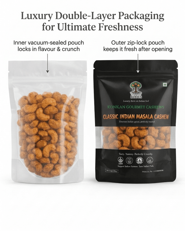 Maa Roots Classic Masala Cashews 200g | Traditional Indian Masala Flavored Konkan Cashews
