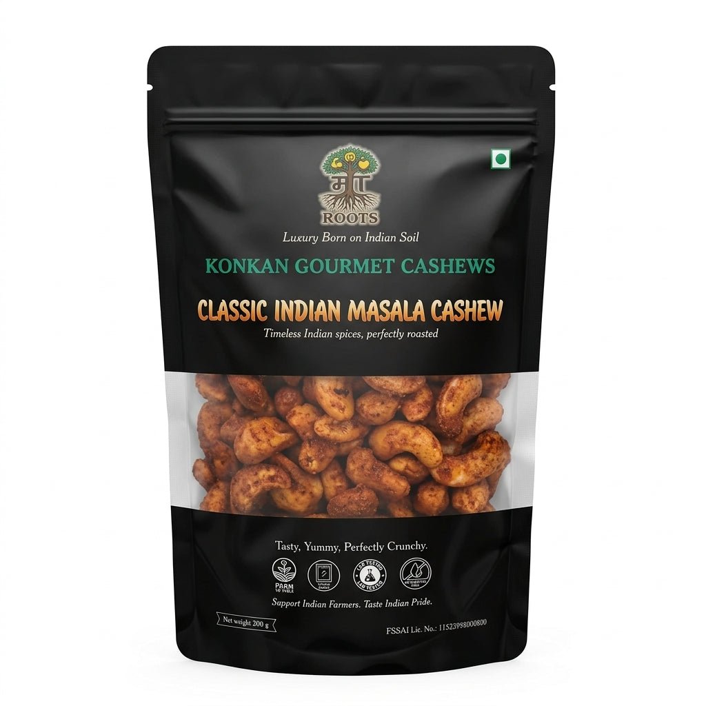 Maa Roots Classic Masala Cashews 200g | Traditional Indian Masala Flavored Konkan Cashews
