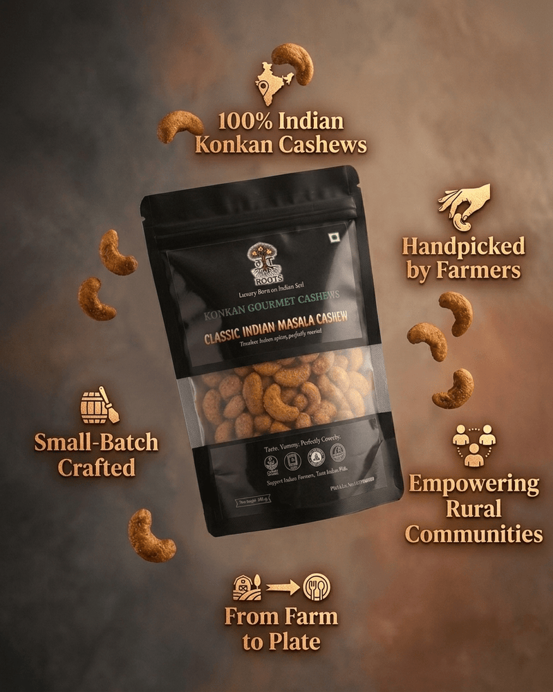 Maa Roots Classic Masala Cashews 200g | Traditional Indian Masala Flavored Konkan Cashews - Maa Roots