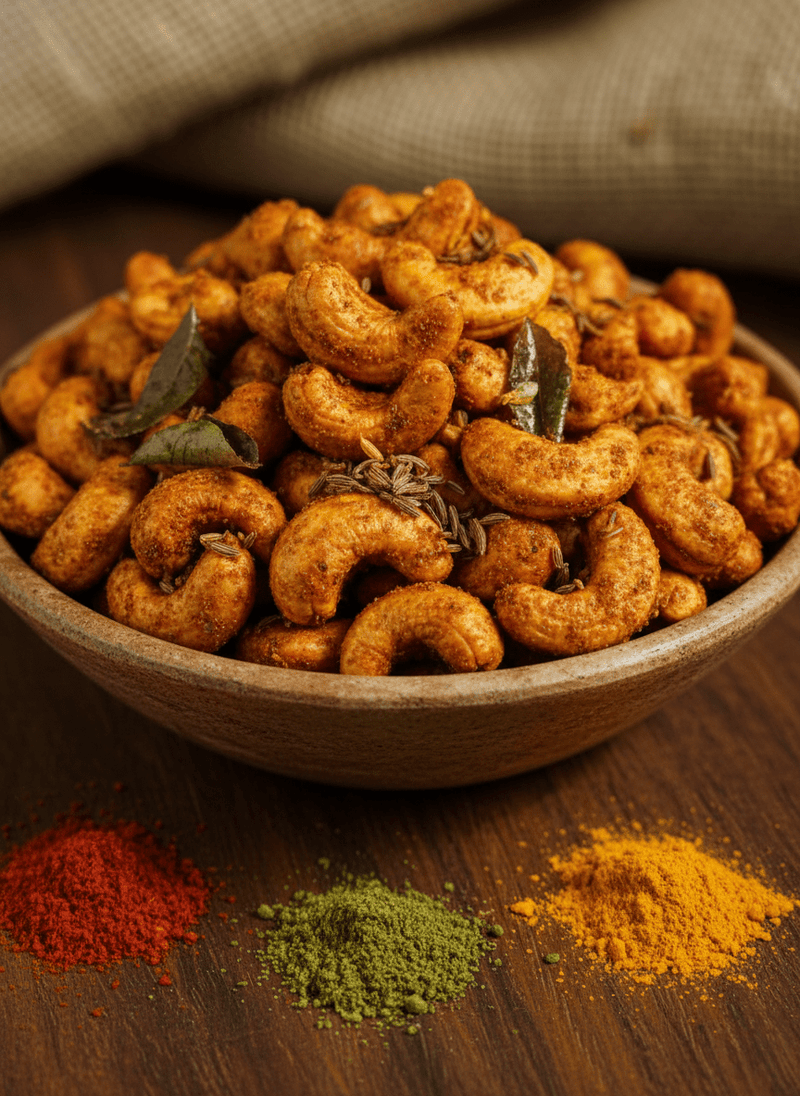 Maa Roots Classic Masala Cashews 200g | Traditional Indian Masala Flavored Konkan Cashews - Maa Roots