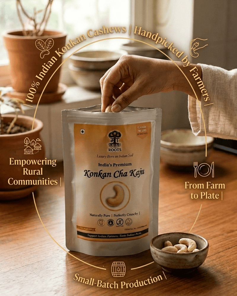 Maa Roots Konkan W180 Jumbo Cashews 200g | Extra Large Premium Whole Cashew Nuts - Maa Roots