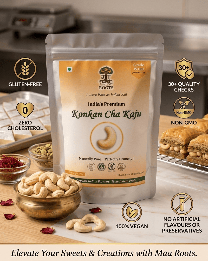 Maa Roots Konkan W180 Jumbo Cashews 200g | Extra Large Premium Whole Cashew Nuts - Maa Roots