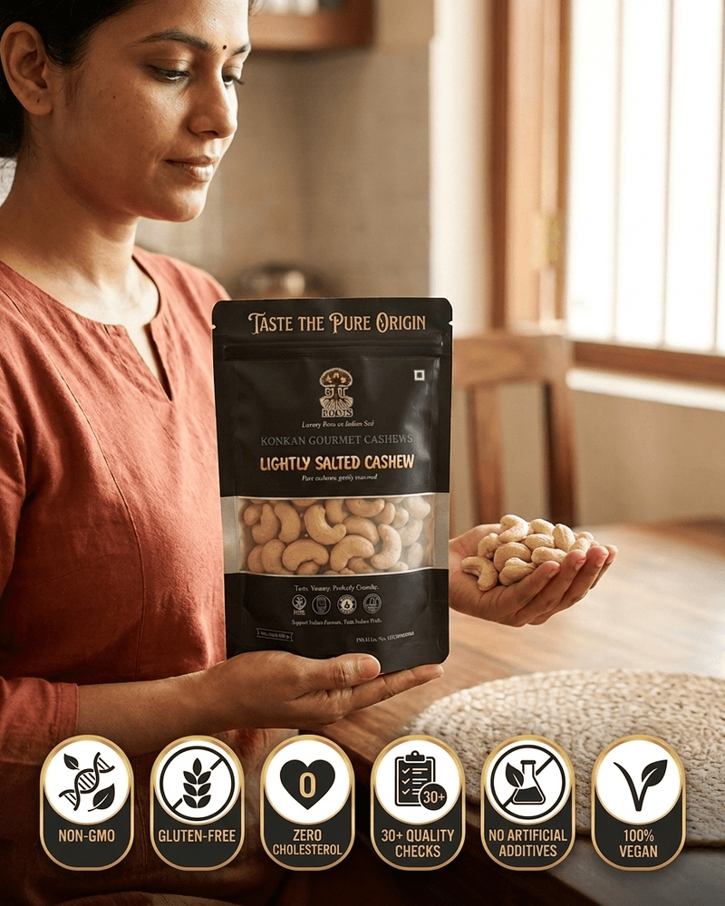 Maa Roots Lightly Salted Premium Konkan Cashews 200g |Classic, Clean & Crunchy Snack Cashew - Maa Roots