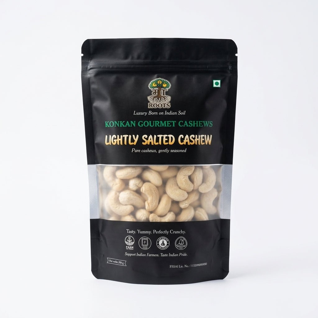 Maa Roots Lightly Salted Premium Konkan Cashews 200g |Classic, Clean & Crunchy Snack Cashew