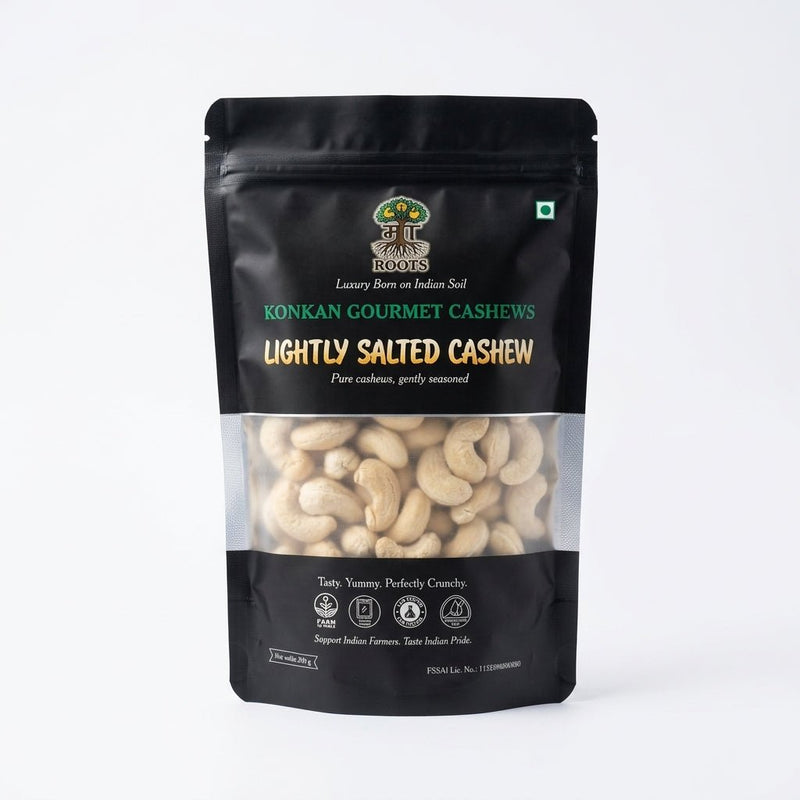 Maa Roots Lightly Salted Premium Konkan Cashews 200g |Classic, Clean & Crunchy Snack Cashew - Maa Roots