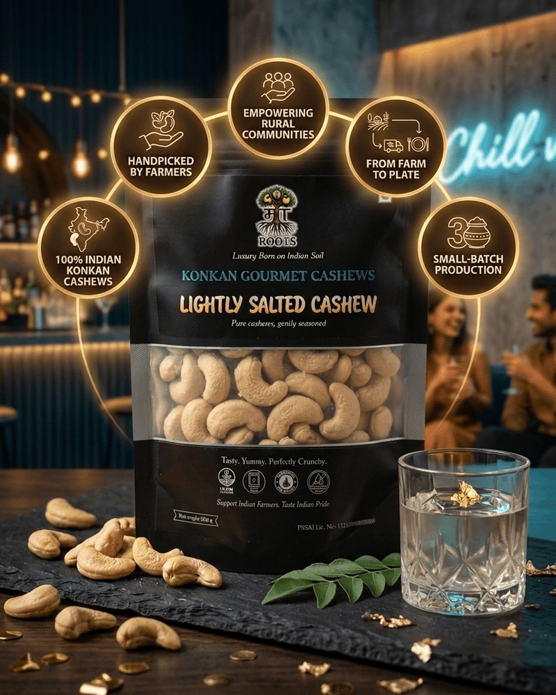 Maa Roots Lightly Salted Premium Konkan Cashews 200g |Classic, Clean & Crunchy Snack Cashew - Maa Roots