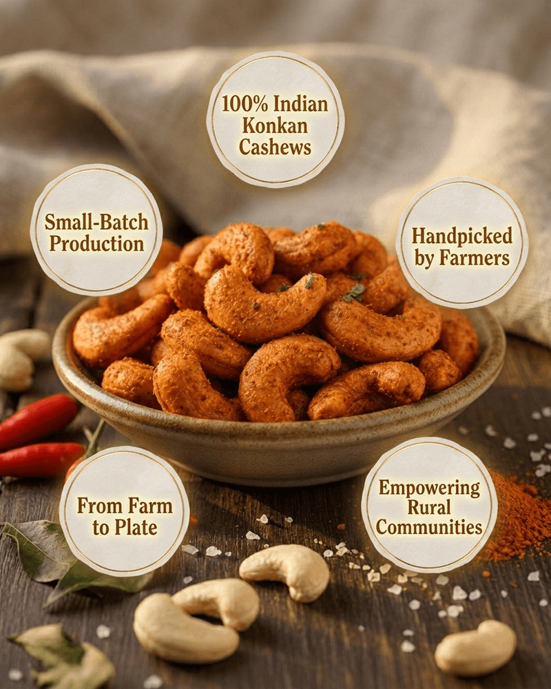 Maa Roots Peri Peri Flavoured Premium Konkan Cashews|Bold, Tangy & Spicy Gourmet Cashews - Maa Roots