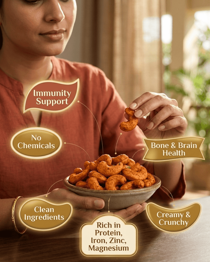 Maa Roots Peri Peri Flavoured Premium Konkan Cashews|Bold, Tangy & Spicy Gourmet Cashews - Maa Roots
