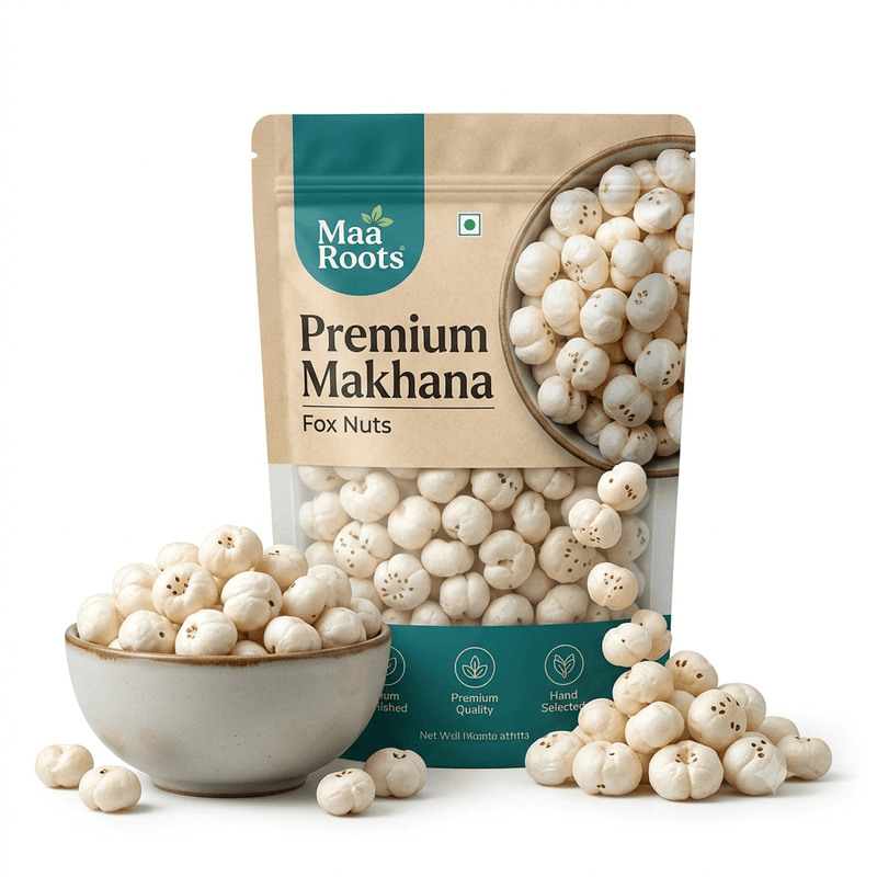 Maa Roots Premium Makhana 100g | Authentic Indian Fox Nuts | Roasted Lotus Seeds - Maa Roots