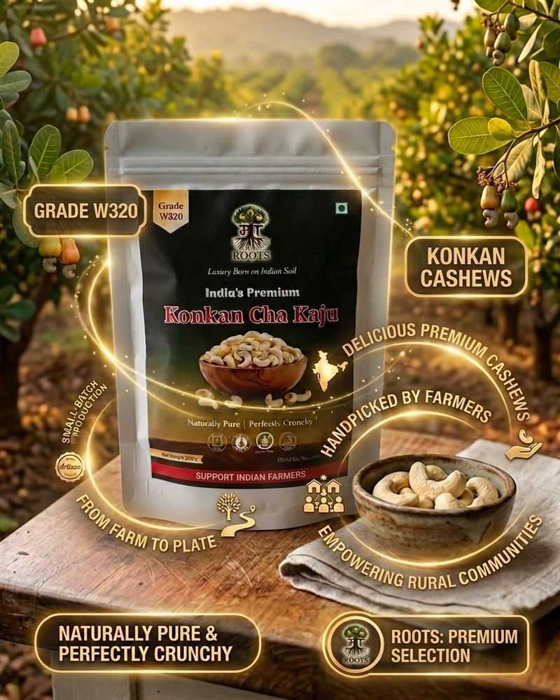 Maa Roots W320 Cashew Nuts 200g | Premium Whole Unroasted Cashew - Maa Roots