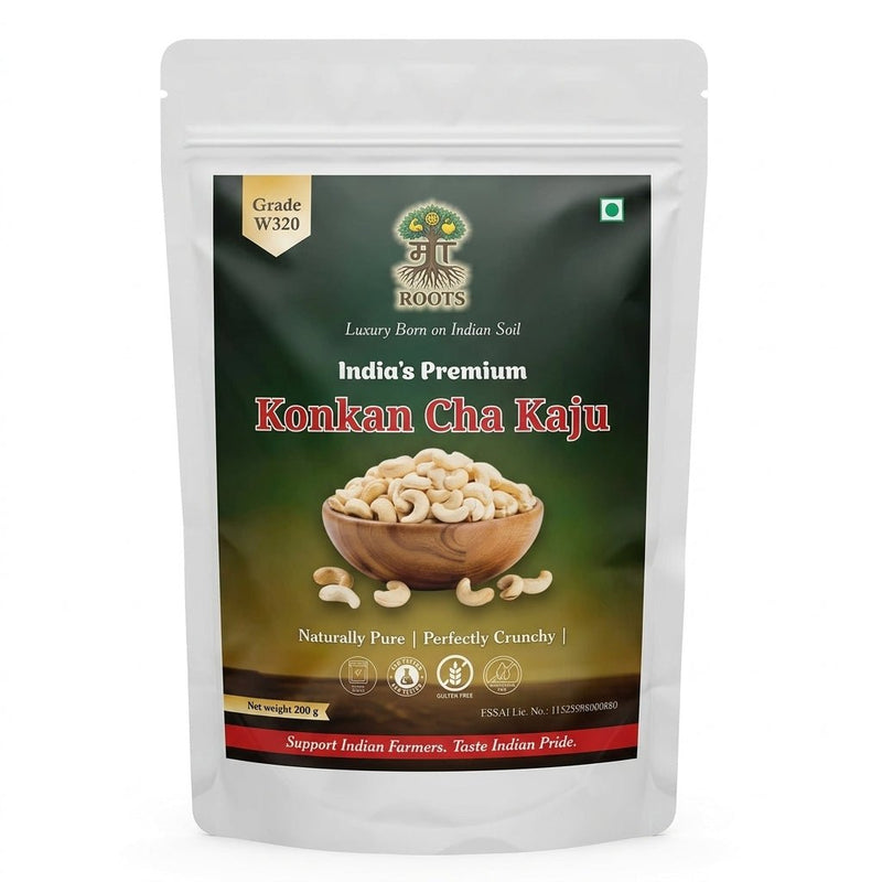 Maa Roots W320 Cashew Nuts 200g | Premium Whole Unroasted Cashew - Maa Roots