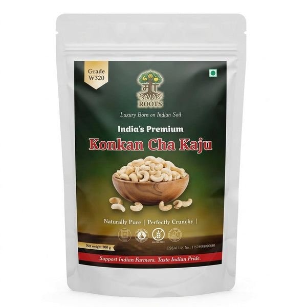 Maa Roots W320 Cashew Nuts 200g | Premium Whole Unroasted Cashew