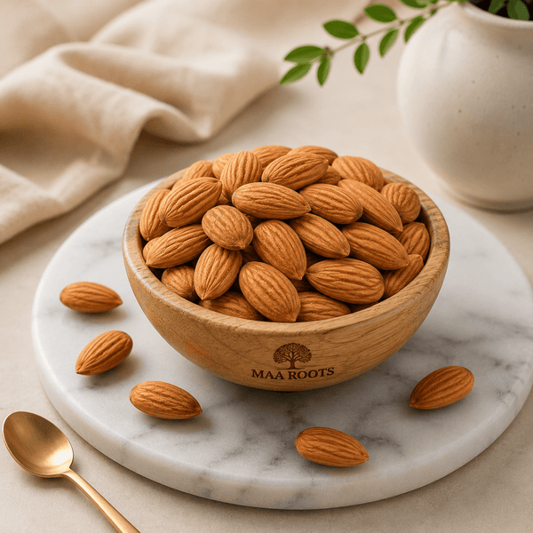 Maa Roots Premium Kashmiri Mamra Almonds 400g | Authentic Jammu & Kashmir Badam